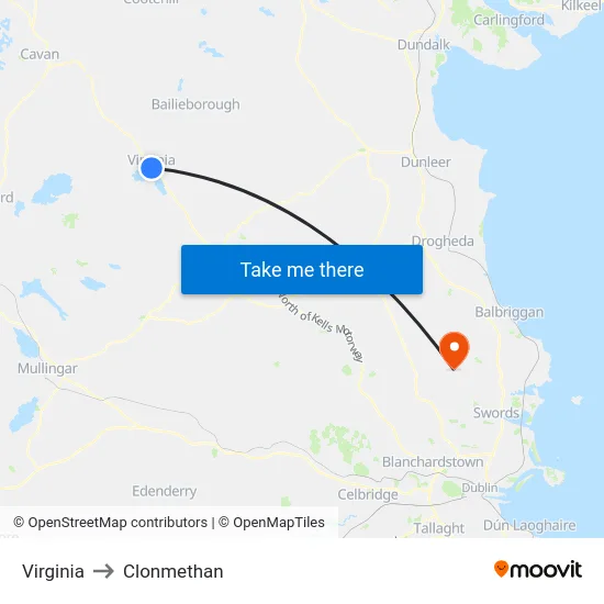Virginia to Clonmethan map