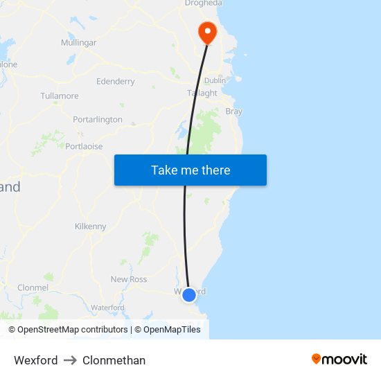 Wexford to Clonmethan map