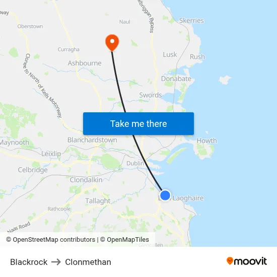 Blackrock to Clonmethan map
