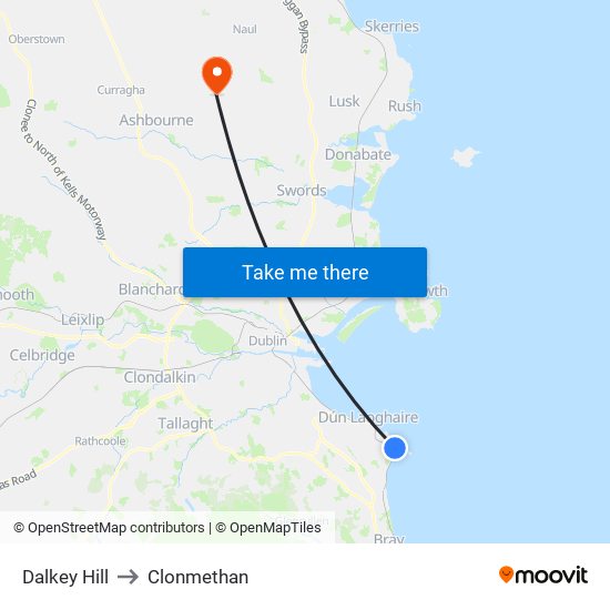 Dalkey Hill to Clonmethan map