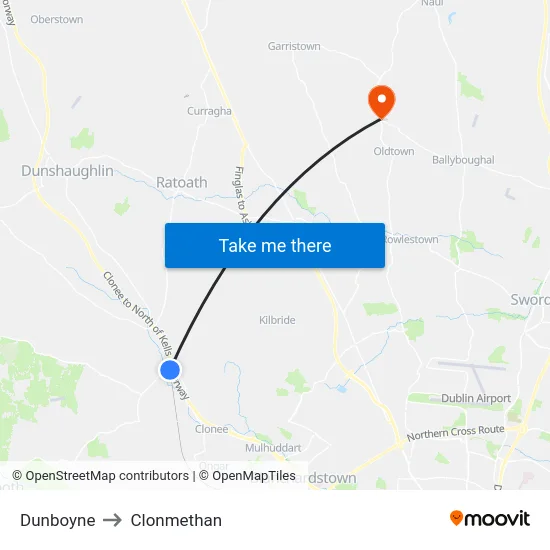 Dunboyne to Clonmethan map