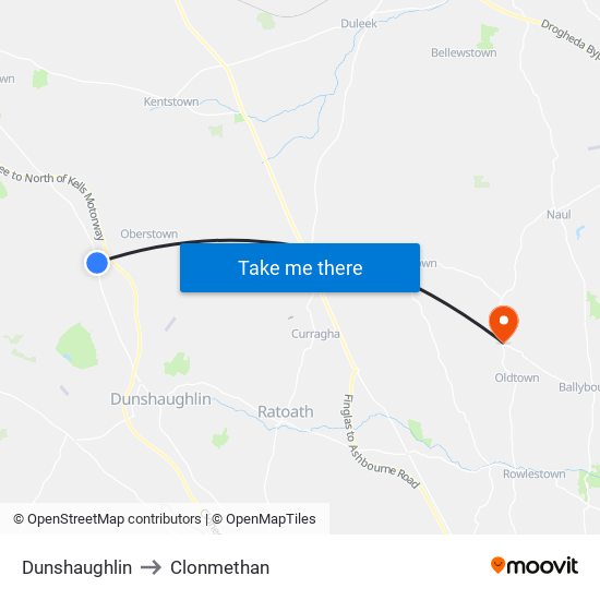 Dunshaughlin to Clonmethan map