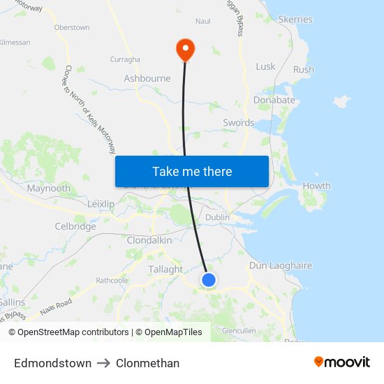 Edmondstown to Clonmethan map