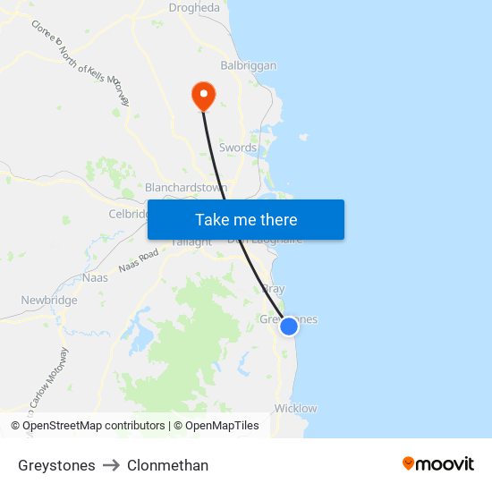 Greystones to Clonmethan map