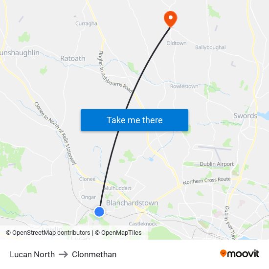 Lucan North to Clonmethan map