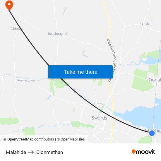 Malahide to Clonmethan map