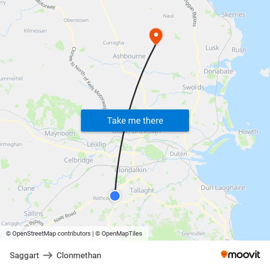 Saggart to Clonmethan map