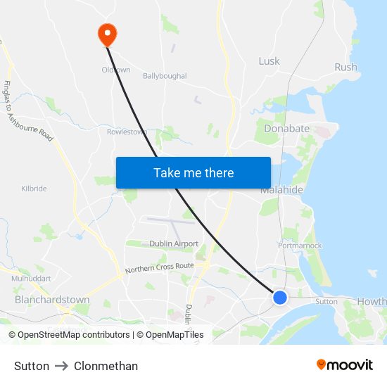 Sutton to Clonmethan map