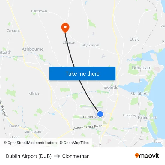 Dublin Airport (DUB) to Clonmethan map