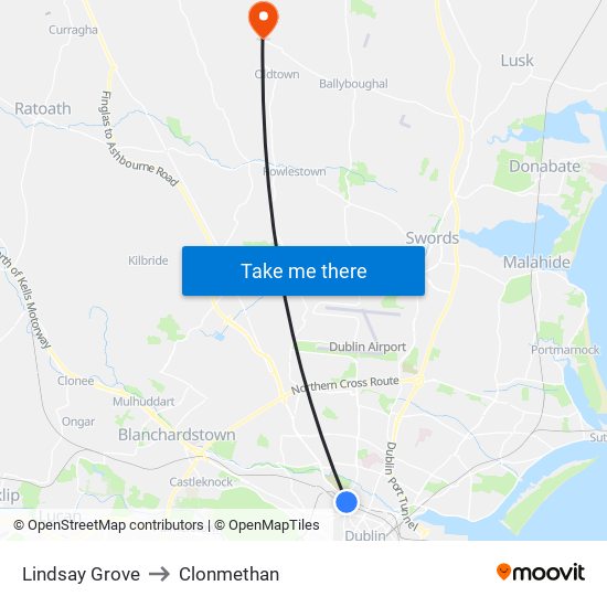 Lindsay Grove to Clonmethan map