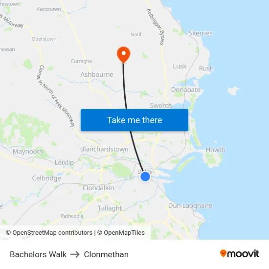 Bachelors Walk to Clonmethan map