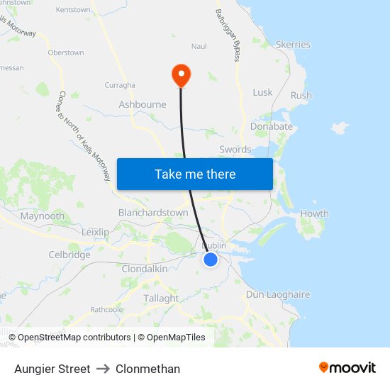 Aungier Street to Clonmethan map