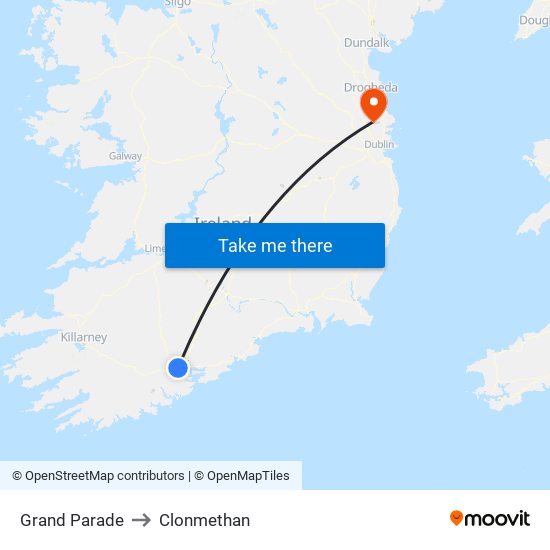 Grand Parade to Clonmethan map