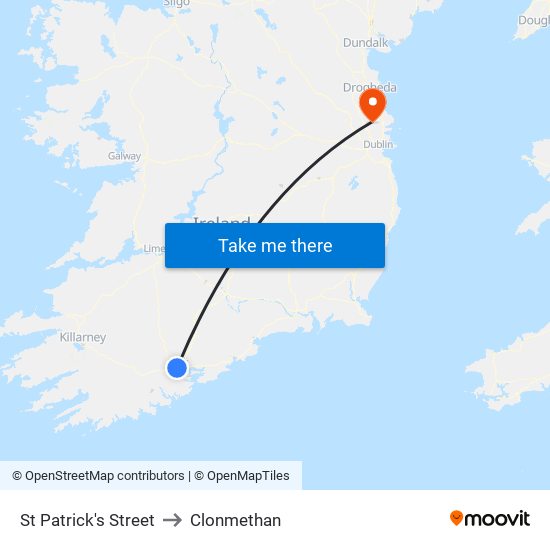 St Patrick's Street to Clonmethan map