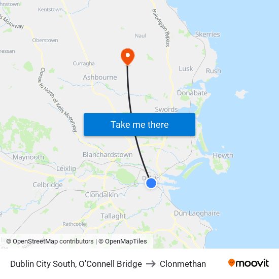 Dublin City South, O'Connell Bridge to Clonmethan map