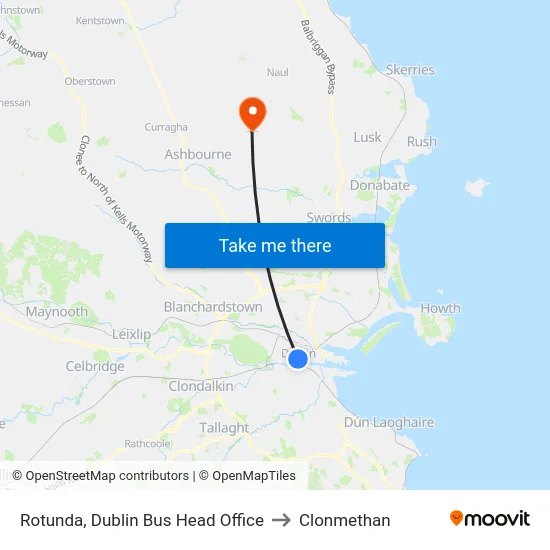 Rotunda, Dublin Bus Head Office to Clonmethan map