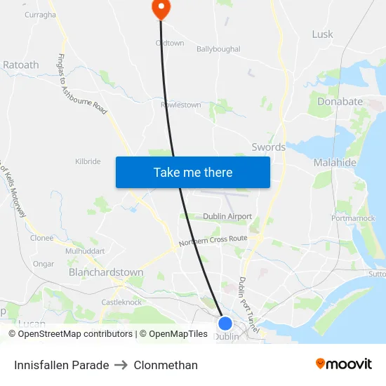 Innisfallen Parade to Clonmethan map