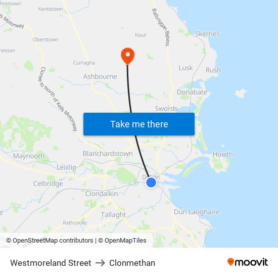 Westmoreland Street to Clonmethan map