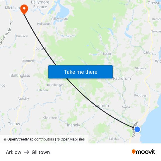 Arklow to Gilltown map