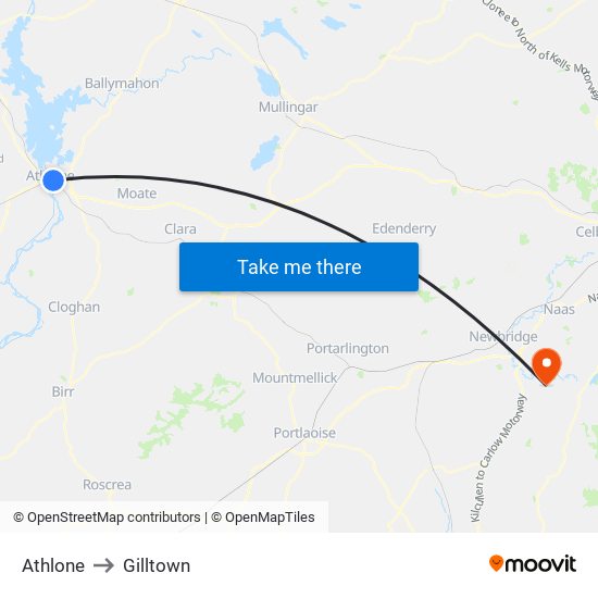 Athlone to Gilltown map