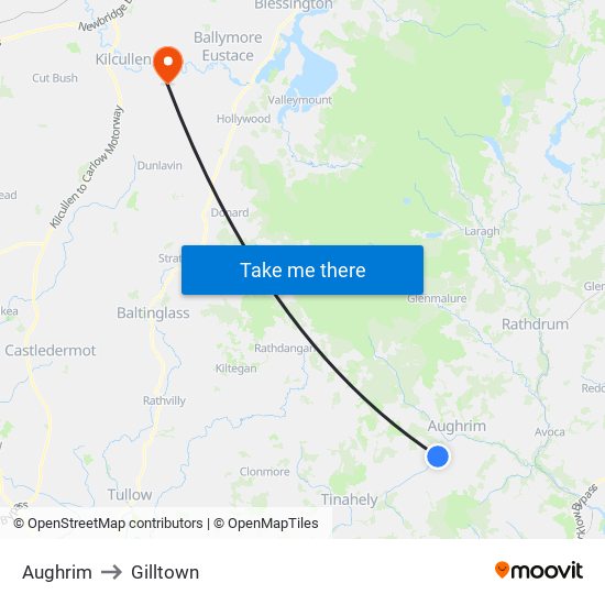 Aughrim to Gilltown map