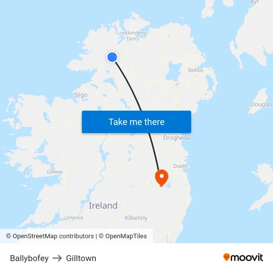 Ballybofey to Gilltown map