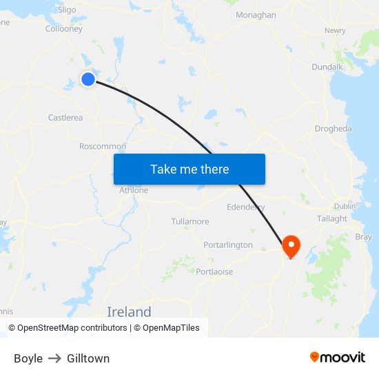 Boyle to Gilltown map