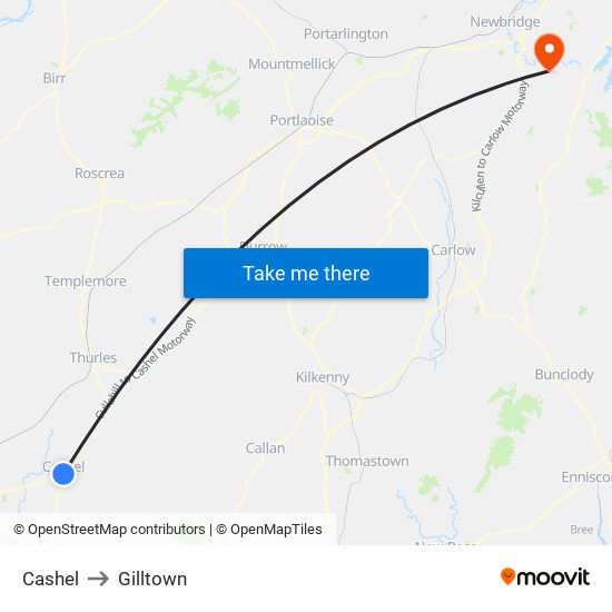 Cashel to Gilltown map