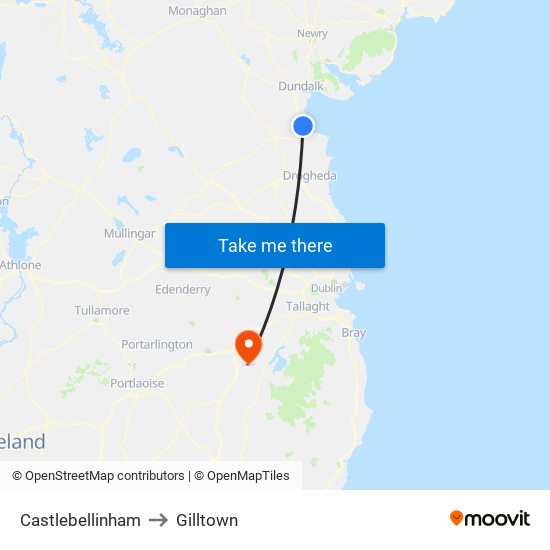 Castlebellinham to Gilltown map