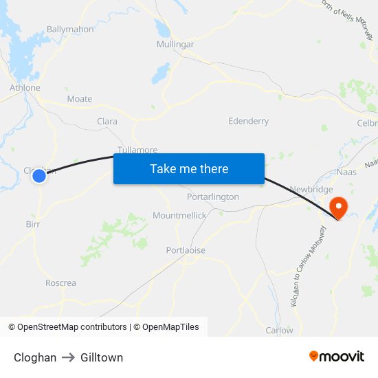 Cloghan to Gilltown map