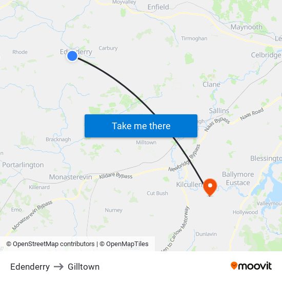 Edenderry to Gilltown map