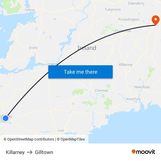 Killarney to Gilltown map