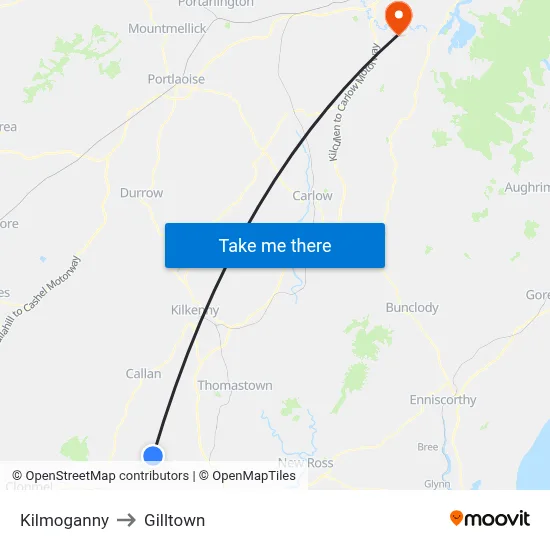 Kilmoganny to Gilltown map