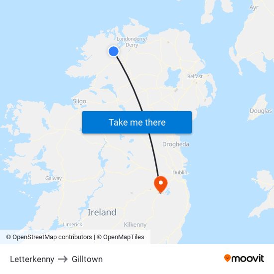 Letterkenny to Gilltown map