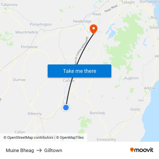 Muine Bheag to Gilltown map
