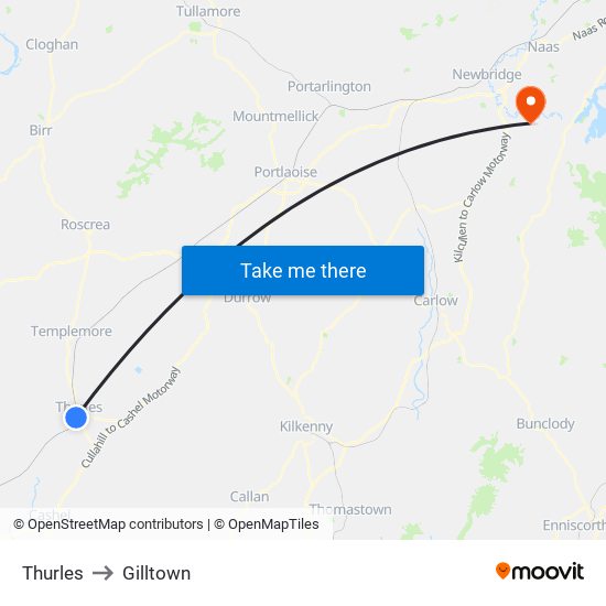 Thurles to Gilltown map