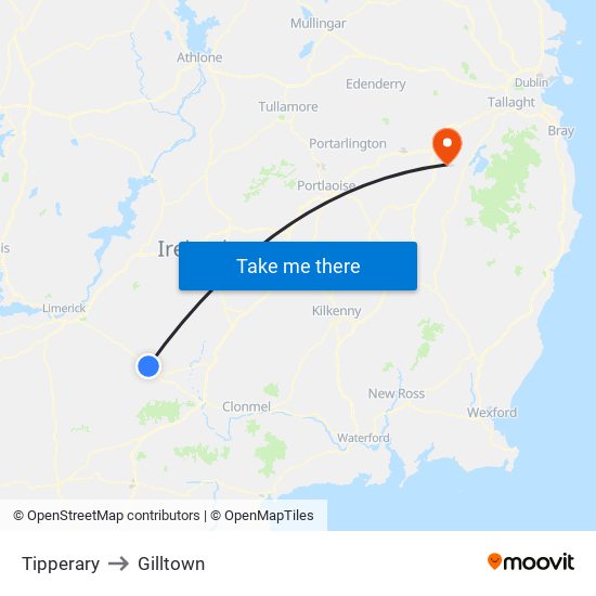 Tipperary to Gilltown map