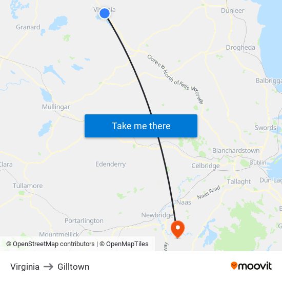 Virginia to Gilltown map