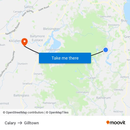 Calary to Gilltown map