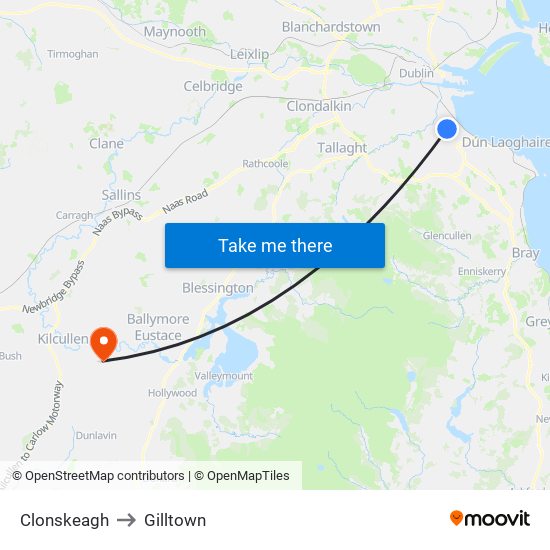 Clonskeagh to Gilltown map
