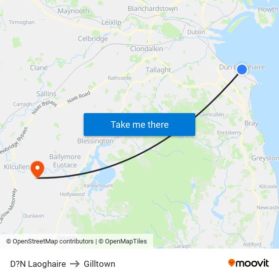 D?N Laoghaire to Gilltown map