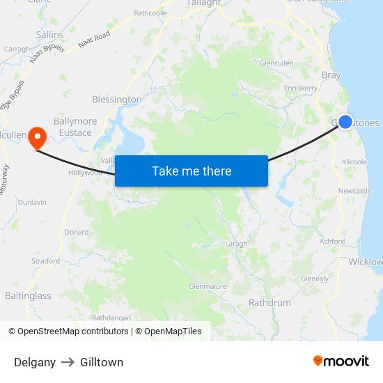 Delgany to Gilltown map