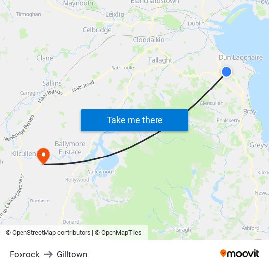 Foxrock to Gilltown map