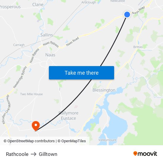 Rathcoole to Gilltown map