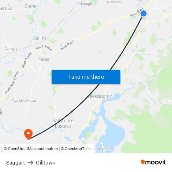 Saggart to Gilltown map