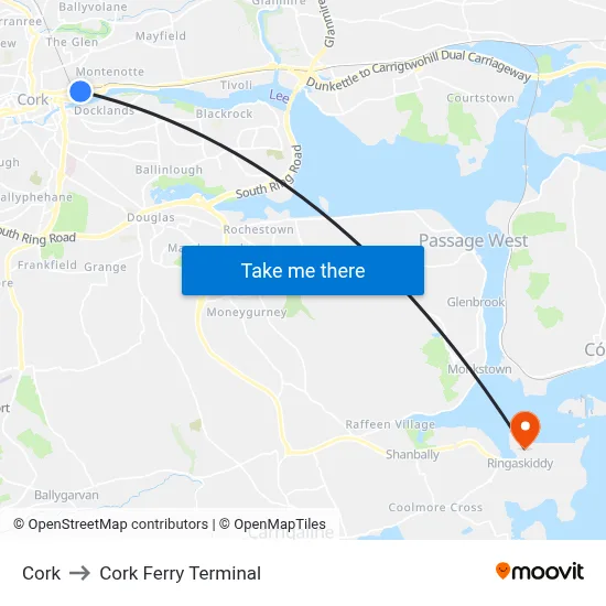 Cork to Cork Ferry Terminal map