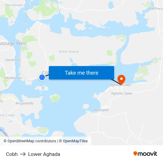 Cobh to Lower Aghada map