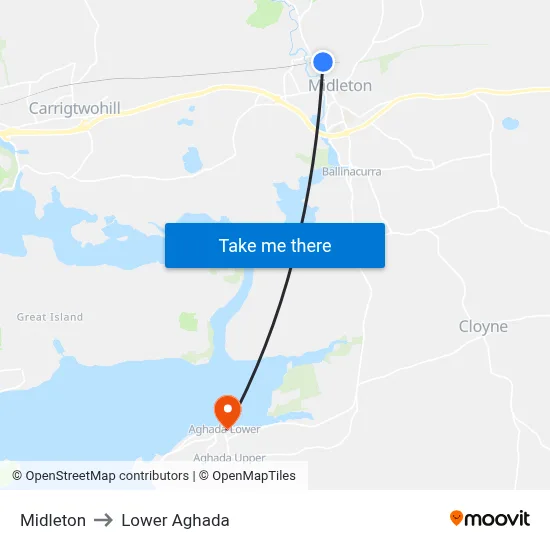 Midleton to Lower Aghada map