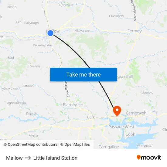Mallow to Little Island Station map