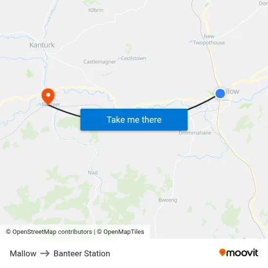 Mallow to Banteer Station map
